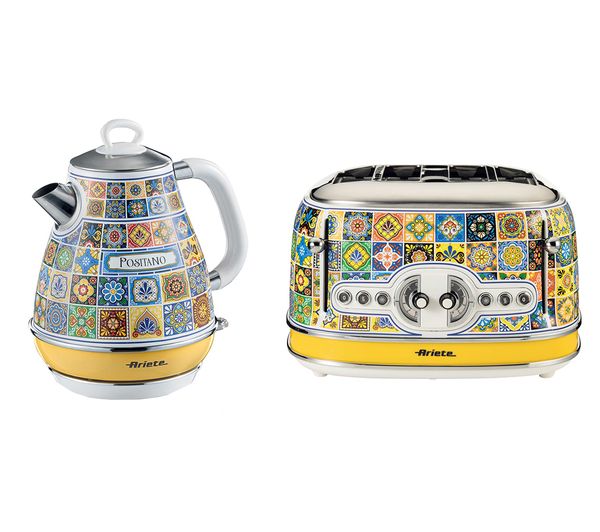 An image of ARIETE Positano ARPK51 4-Slice Toaster & Kettle Bundle - Multicolour