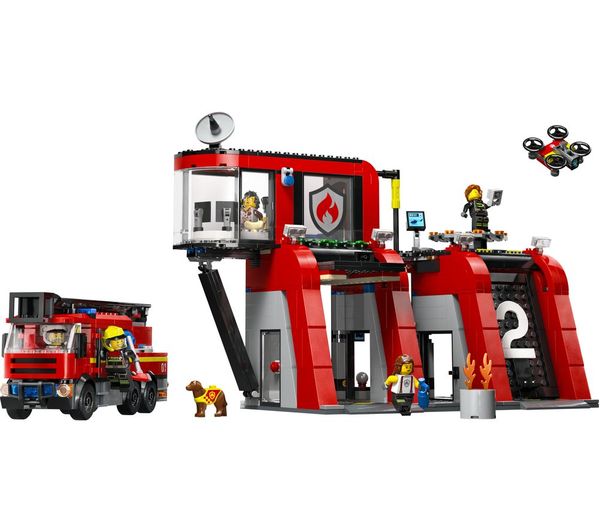 An image of LEGO City 60414 Fire Station with Fire Truck
