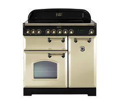 RANGEMASTER Classic Deluxe 90 Electric Induction Range Cooker - Cream & Brass