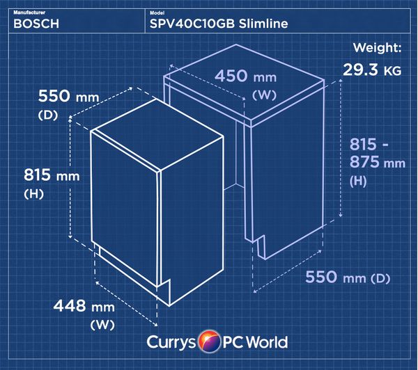 Bosch spv40c10gb store slimline integrated dishwasher