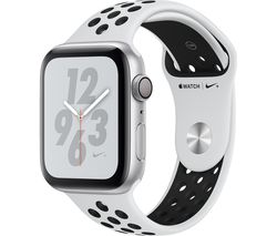 APPLE Watch Series 4 Nike+ - Platinum & Black Sports Band, 44 mm