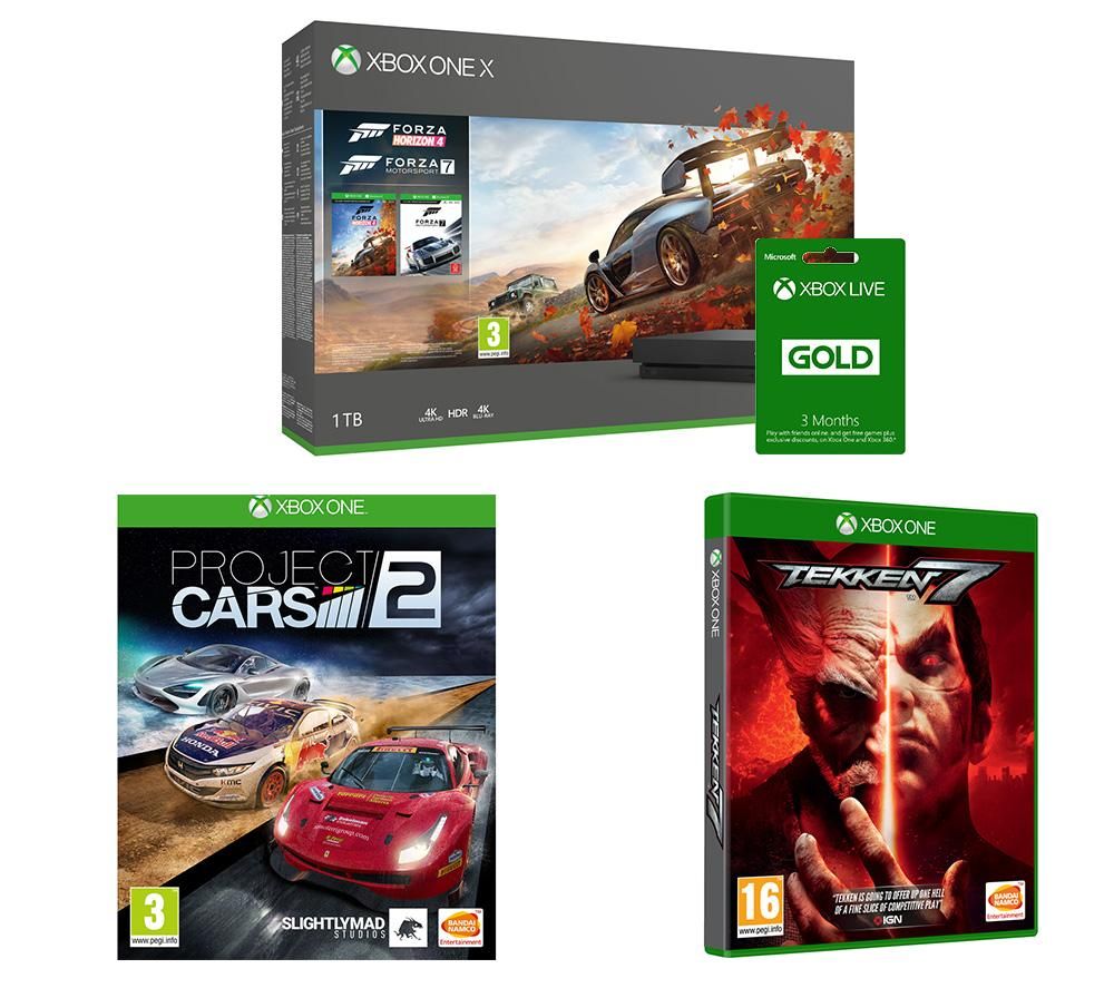 MICROSOFT Xbox One X, Forza Horizon 4, Forza Motorsport 7, Tekken 7, Project Cars 2 & Xbox LIVE Gold Bundle, Gold Review