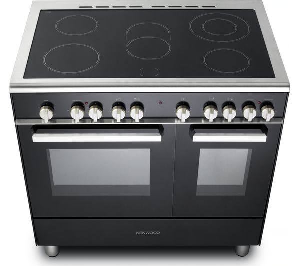 KENWOOD CK418 90 cm Electric Ceramic Range Cooker Black & Chrome Fast Delivery Currysie