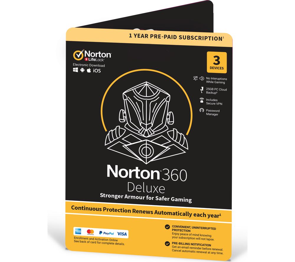 NORTON 360 Deluxe Safer Gaming - 1 year for 3 devices