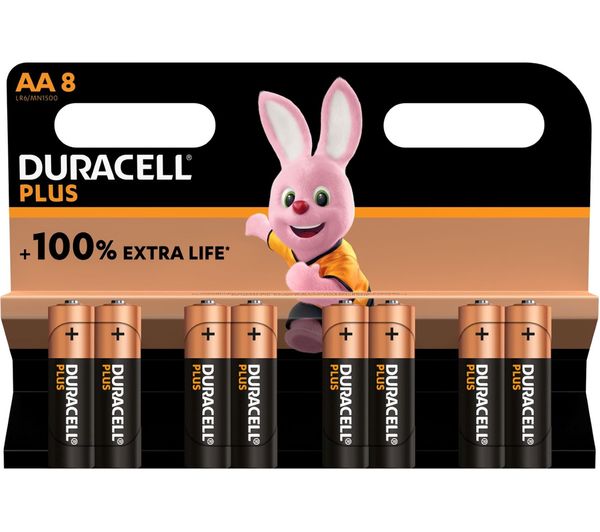 Duracell Plus Aa Alkaline Batteries Pack Of 8