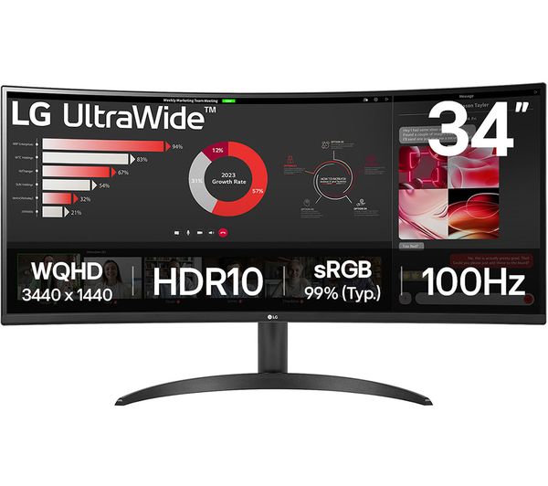 Lg Ultrawide 34wr50qk Baek Quad Hd 34 Curved Va Lcd Monitor Black
