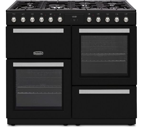 MONTPELLIER MDFRC100K 100 cm Dual Fuel Range Cooker - Black & Chrome