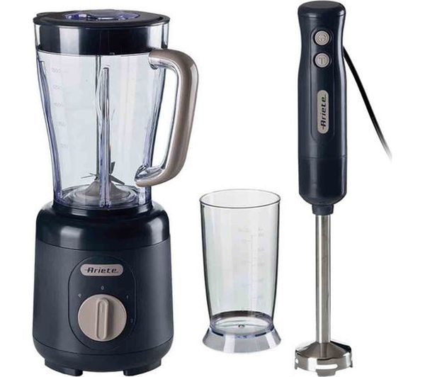 Ariete Breakfast Jug Blender 3 In 1 Hand Blender Bundle Dark Grey