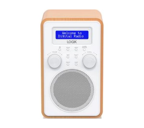 Logik L60dab25 Portable Dab Fm Radio White Woodgrain