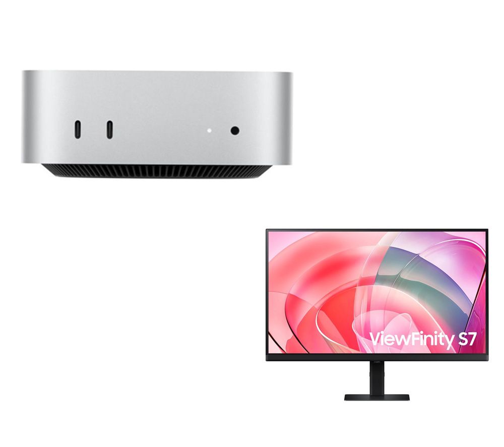ViewFinity S7 LS27D700EAUXXU 4K Ultra HD 27" IPS LCD Monitor & Mac mini (2024) (M4, 256 GB SSD, Silver) Bundle