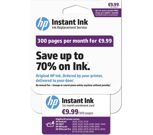 Hp Instant Ink Enrolment Card £999