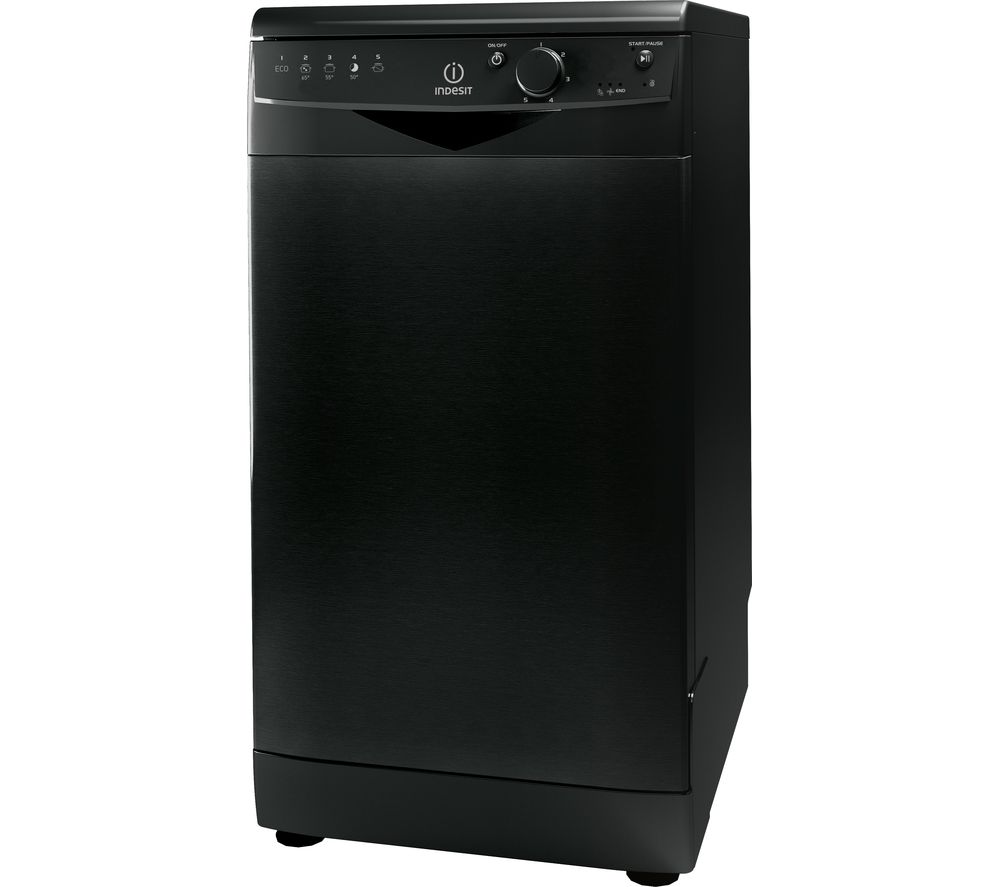 INDESIT DSR 15B1 K Slimline Dishwasher – Black, Black