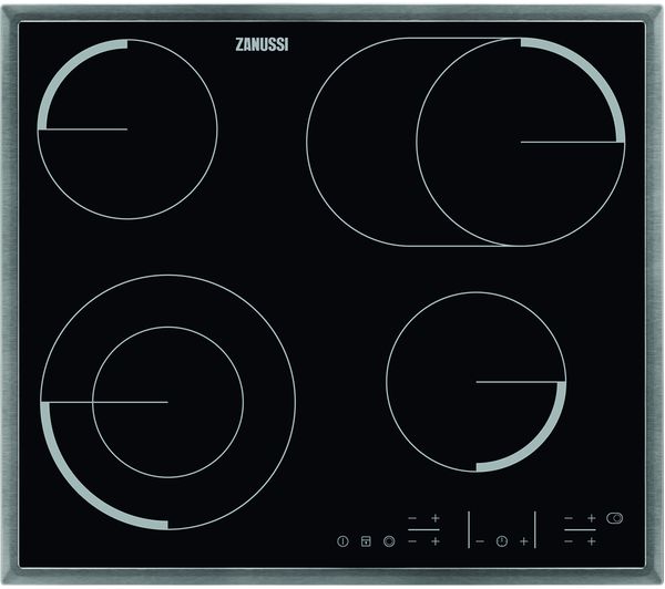 ZANUSSI ZEV6646XBA Electric Ceramic Hob - Black & Stainless Steel, Stainless Steel