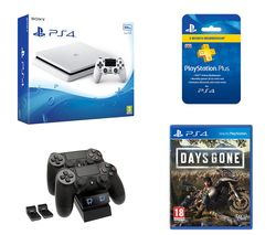 SONY PlayStation 4, Days Gone, Twin Docking Station & PlayStation Plus Bundle - 500 GB, White