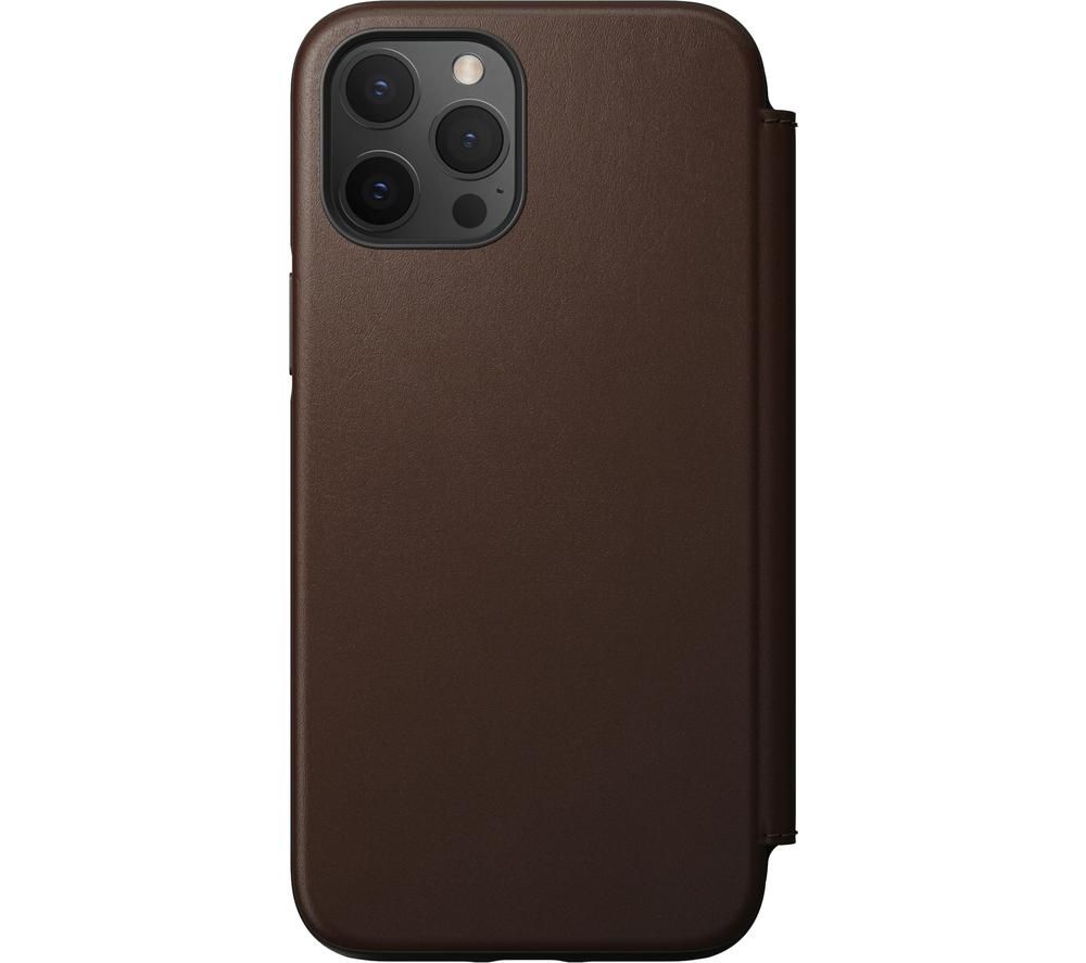 Rugged Folio iPhone 12 Pro Max Leather Case - Brown