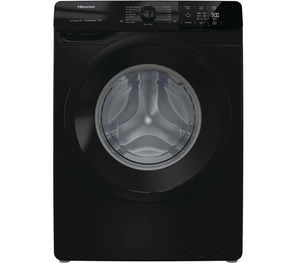 HISENSE WFGE90141VMB 9 kg 1400 Spin Washing Machine - Black, Black
