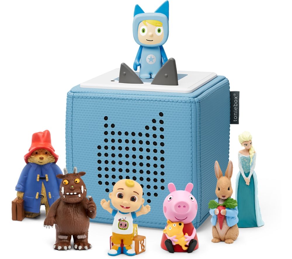 Toniebox Starter Set (Light Blue), Peter Rabbit, Paddington Bear, Cocomelon, Elsa, Gruffalo & Peppa Pig Audio Figure Bundle