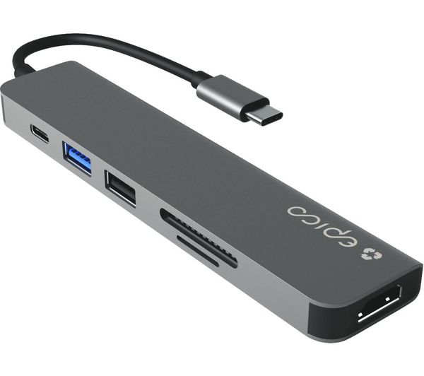 Epico Resolve 6 Port Usb Type C Connection Hub Space Grey
