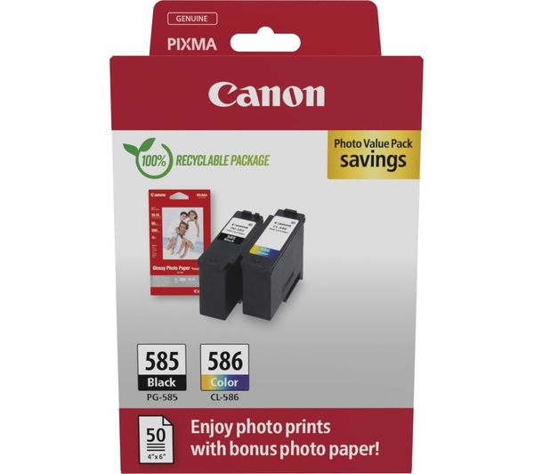 An image of CANON PG-585/CL-586 Ink Cartridges & Photo Paper Value Pack