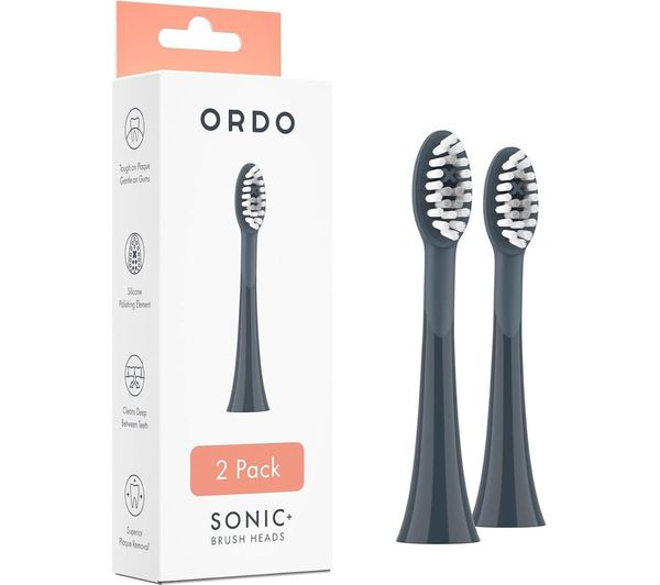 Ordo Sonic Replacement Toothbrush Heads Pack Of 2 Charcoal Grey