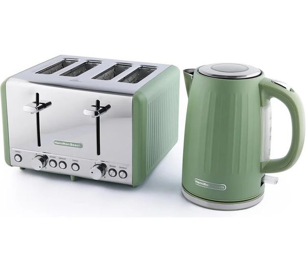 An image of HAMILTON BEACH Harmony Breakfast Jug Kettle & 4-Slice Toaster Bundle - Matcha