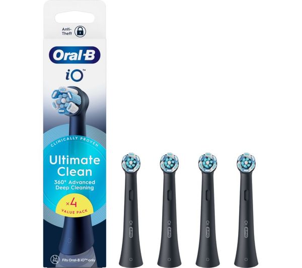 Oral B Io Ultimate Clean Replacement Toothbrush Head Pack Of 4 Black