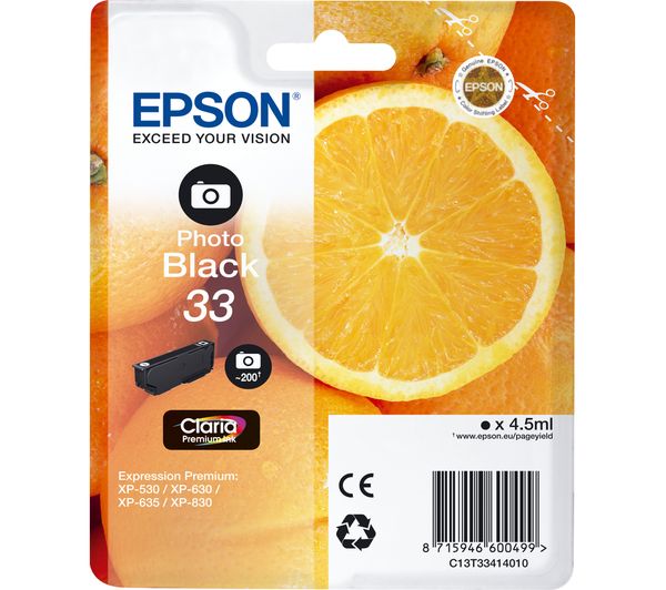Image of EPSON No. 33 Oranges Black Photo Ink Cartridge