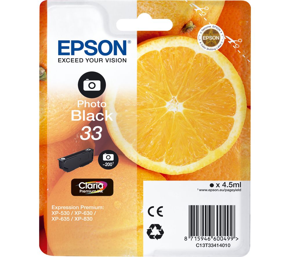 EPSON No. 33 Oranges Black Photo Ink Cartridge