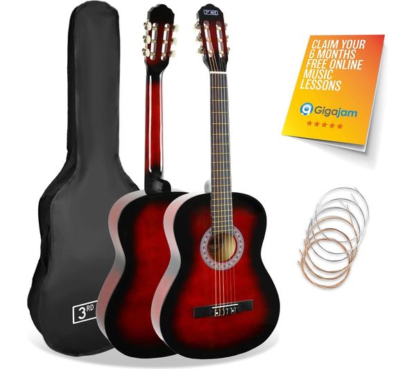 3rd Avenue Full Size 4 4 Classical Guitar Bundle Redburst