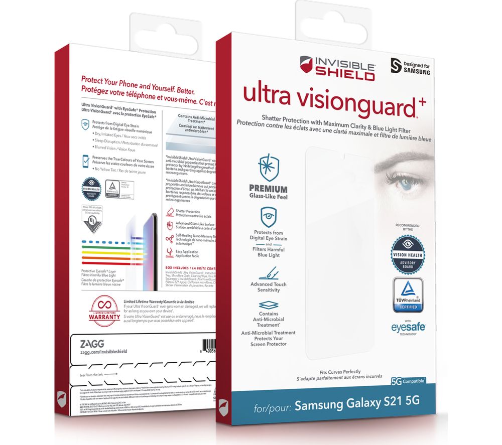 ZAGG InvisibleShield Ultra Visionguard+ Samsung Galaxy S21 Screen Protector
