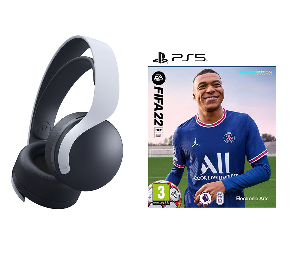 SONY PULSE 3D Wireless PS5 Headset & FIFA 22 Bundle Black & White