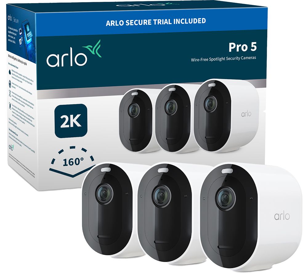 Pro 5 2K 1520p WiFi Security Camera System - 3 Cameras, White