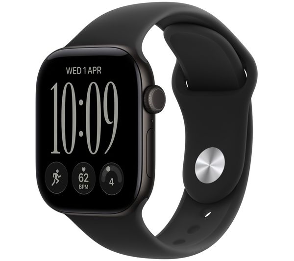 An image of APPLE Watch Series 12 Cellular - 42 mm Black Aluminium Case with Black Sport Band, S/M