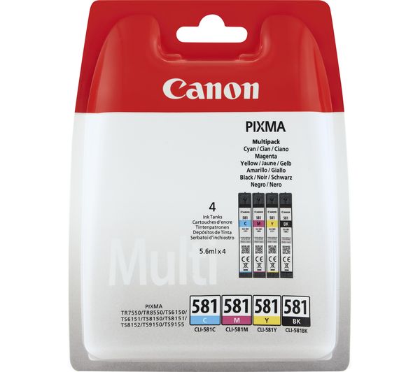 Image of CANON CLI-581 Cyan, Magenta, Yellow & Black Ink Cartridges - Multipack