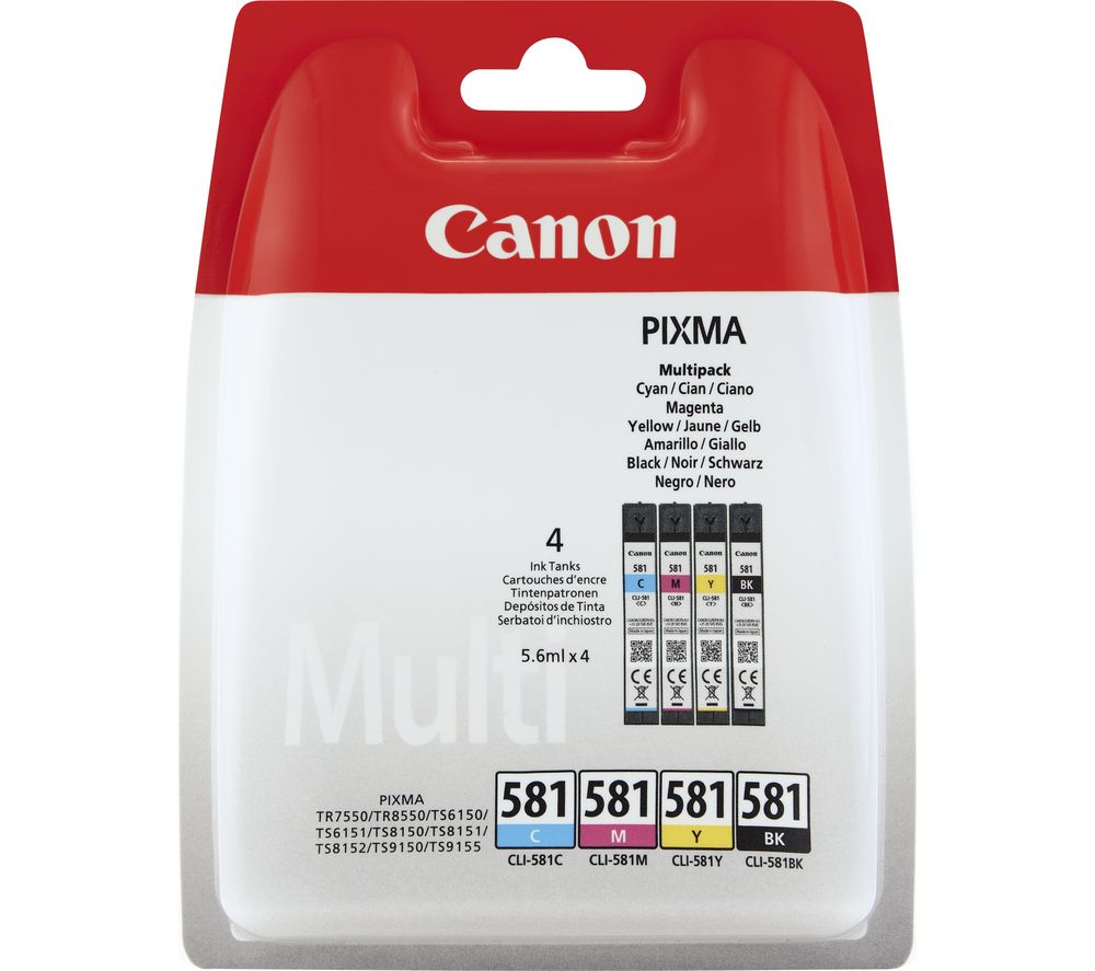 CANON CLI-581 Cyan, Magenta, Yellow & Black Ink Cartridges - Multipack