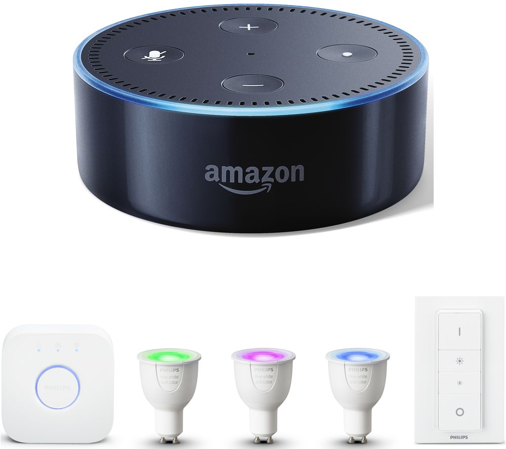 PHILIPS Hue White & Colour Ambiance GU10 Starter Kit & Amazon Echo Dot