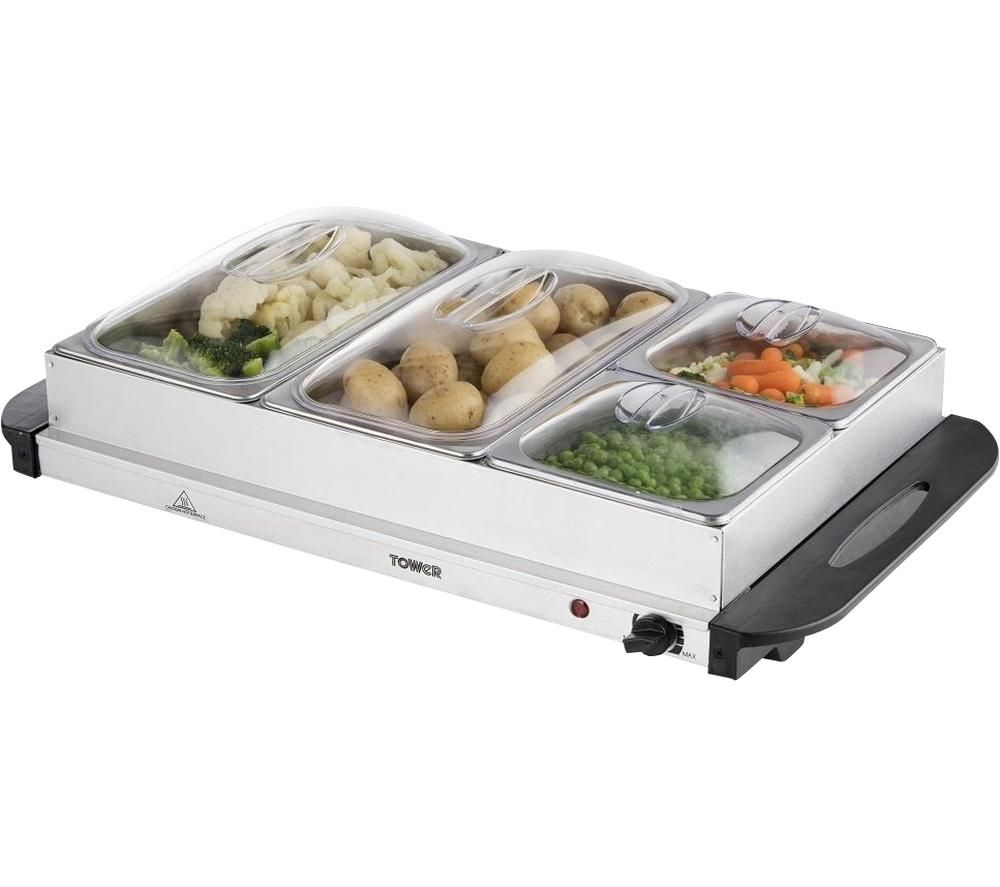 Buy TOWER T16016 4 Tray Buffet Server Silver Free Delivery Currys