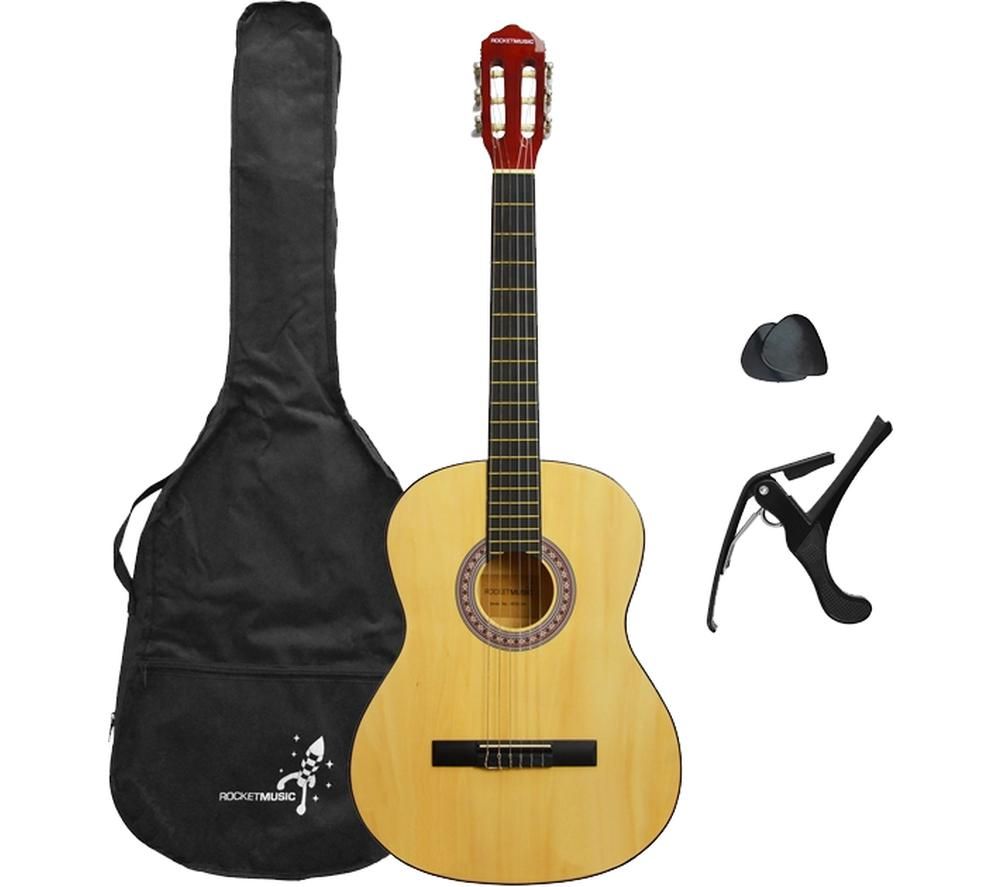 ROCKET XF Series Full Size Classical Guitar Bundle - Natural