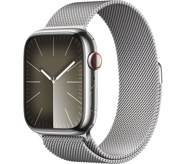 Image of APPLE Watch Series 9 Cellular - 45 mm Silver Stainless Steel Case with Silver Milanese Loop
