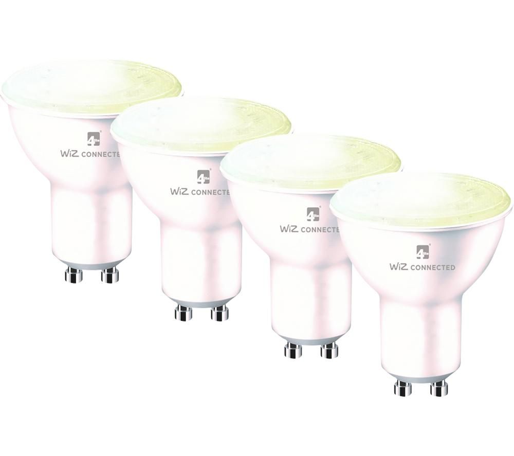4L1/8042 Wiz Connected Smart LED Bulb - GU10, Tuneable White, Pack of 4