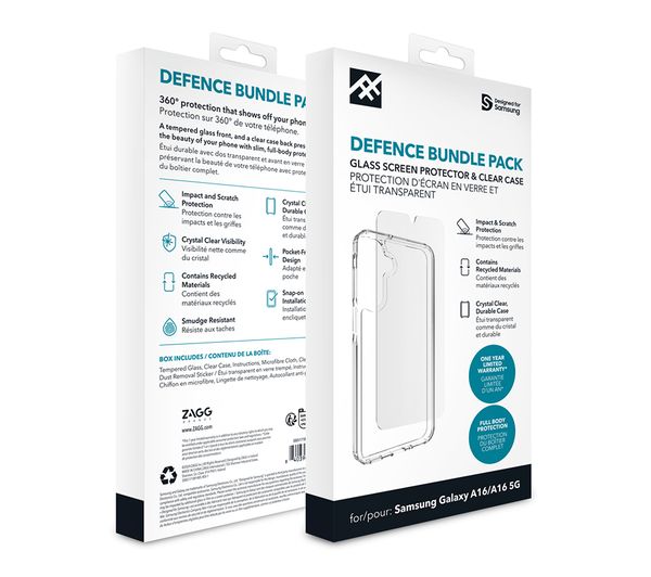 ZAGG Defence Galaxy A16 Clear Case & Screen Protector Bundle - Clear