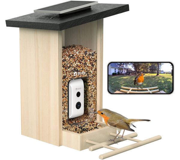 An image of BIRDFY Ebony Lite Smart Bird Feeder with Camera and Solar Panel