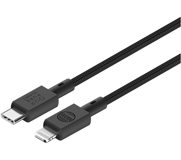 An image of OUR PURE PLANET OPP073 Braided USB Type-C to Lightning Cable - 2 m, Black